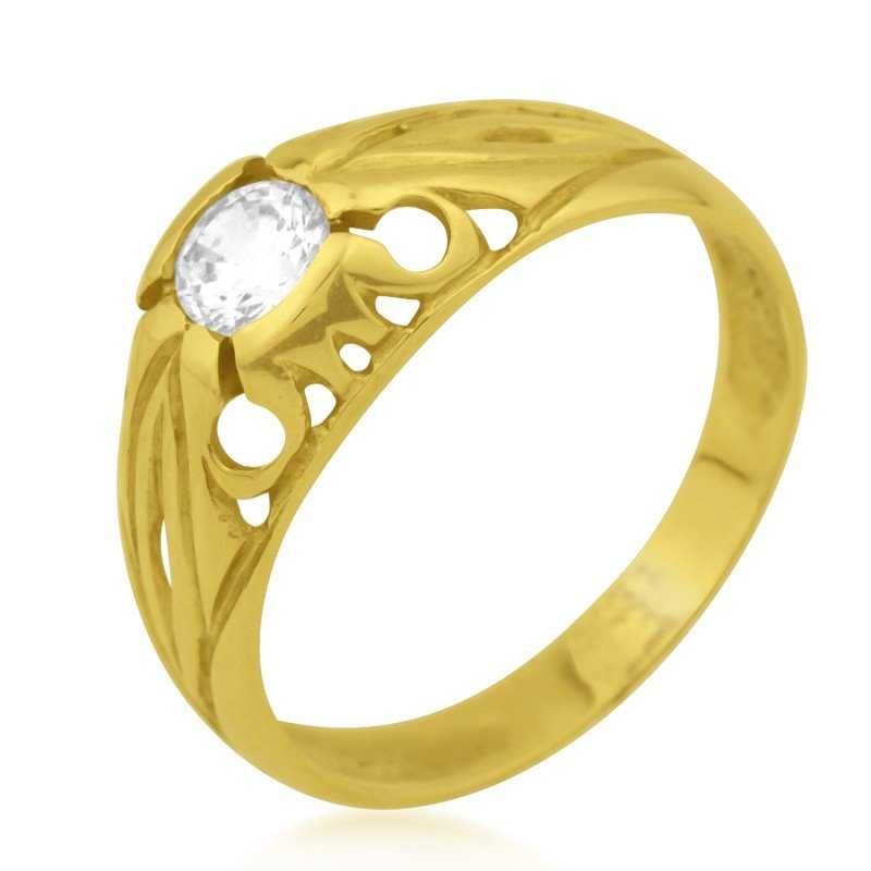 Anillo Oro Con Circonita Carving