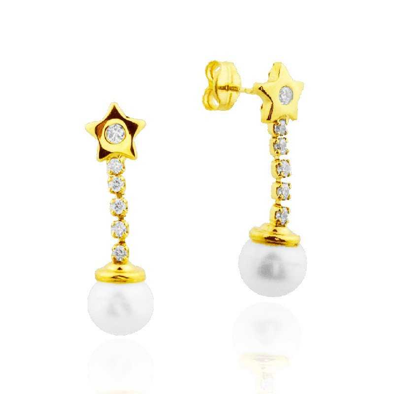 Pendientes Mujer Oro Estrella Circonitas