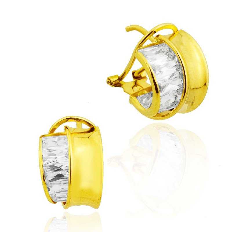 Pendientes Mujer Oro Circonita Lateral Omega