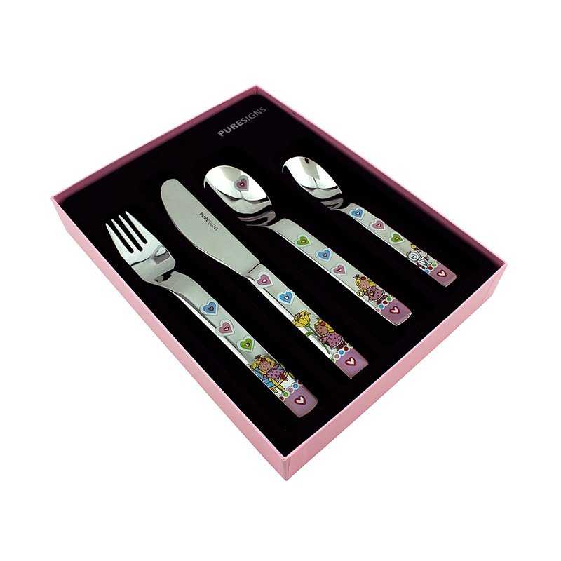 Set Cubiertos Acero Rosa Princess.
