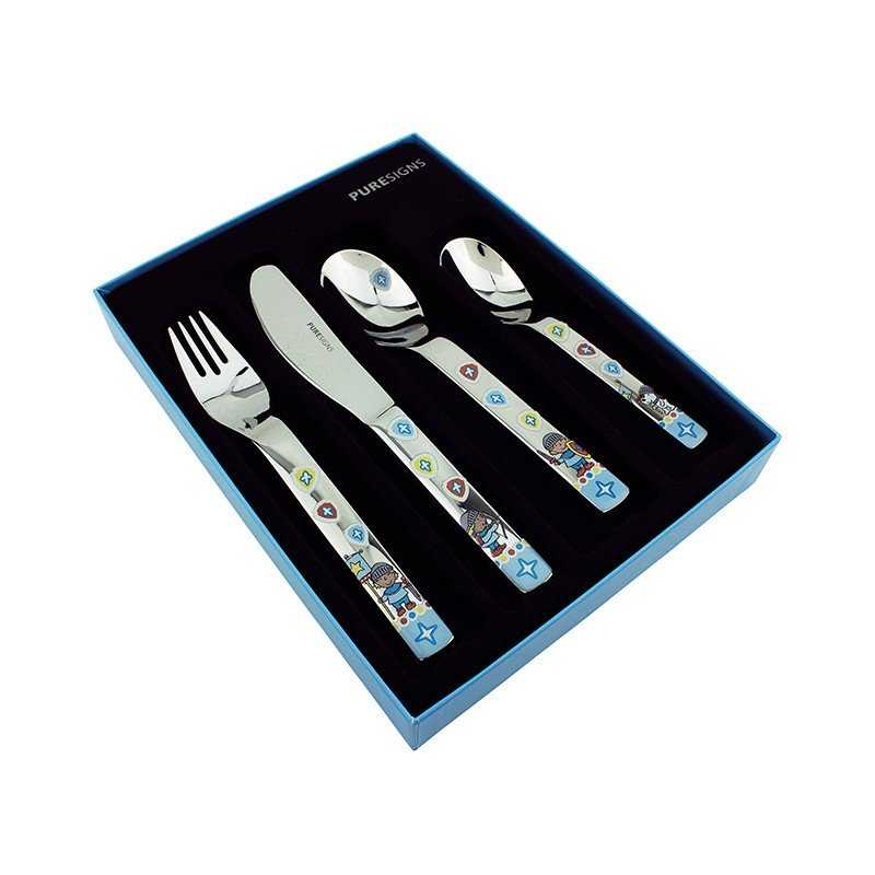 Set Cubiertos Acero Azul Warrior.