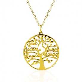 Collar Árbol de la Vida Cinco Nombres Oro