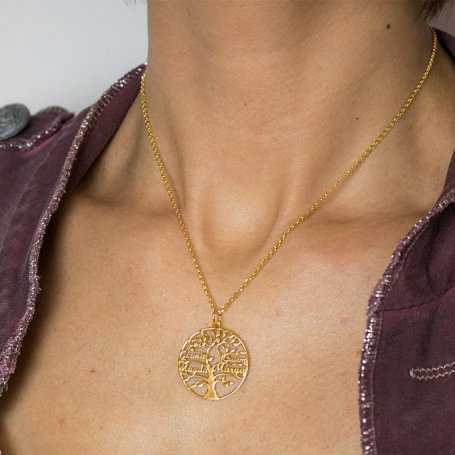 Collar Árbol de la Vida con Cinco Nombres de Oro