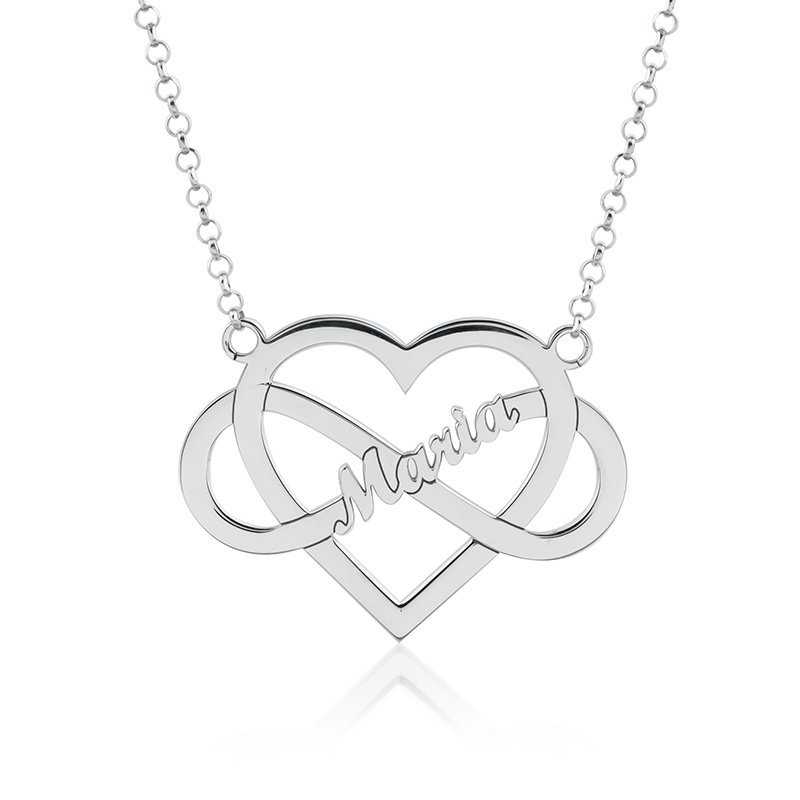 Collar Nombre Personalizado Plata Corazón Infinito