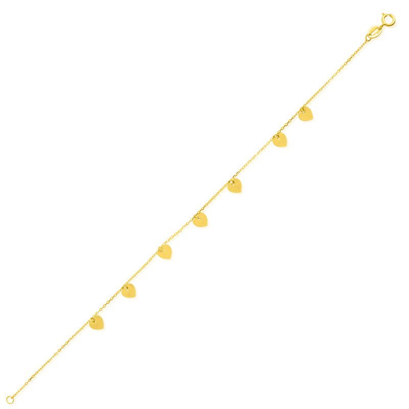 Pulsera Oro Amarillo Corazones Bracelet