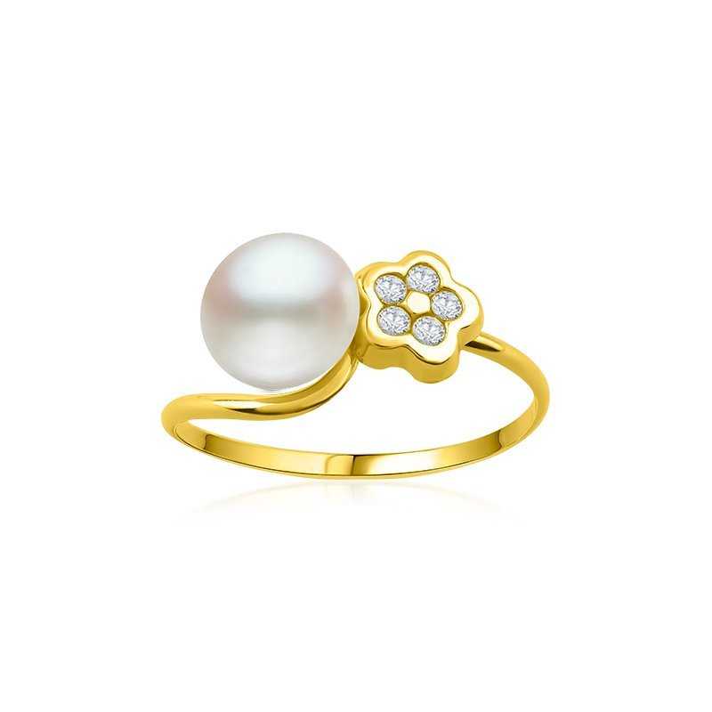 Anillo Infantil Flor Oro Perla Circonitas Lady