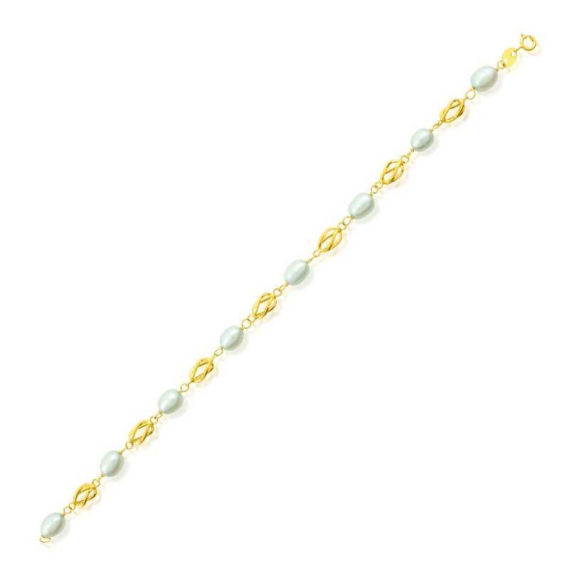 Pulsera Infantil Nudo Oro Perlas Alexia