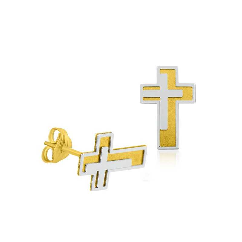 Pendientes Infantil Cruz Oro Blanco Amarillo Crucis