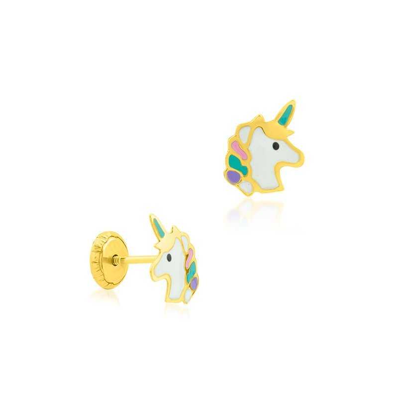 Pendientes Oro Infantil Unicornio