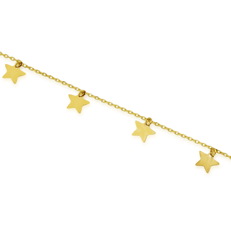 Pulsera estrellas lisas 18K