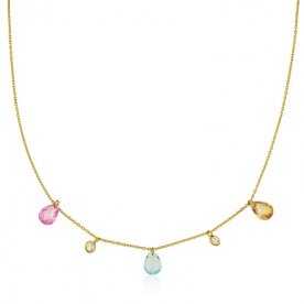 Gargantilla Lagrimas Piedra Colores Oro 375mlm