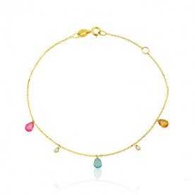 Pulsera Piedras y Chatón Oro Tear