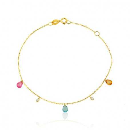 Pulsera Piedras y Chatón Oro Tear