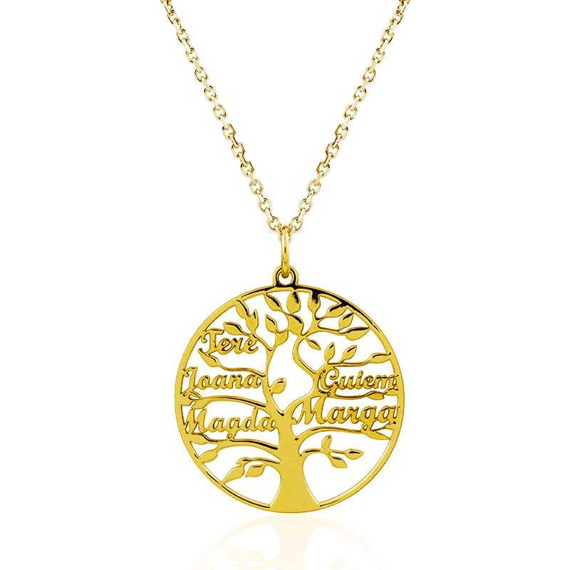 Collar Árbol de la Vida Seis Nombres Oro 9k Golden