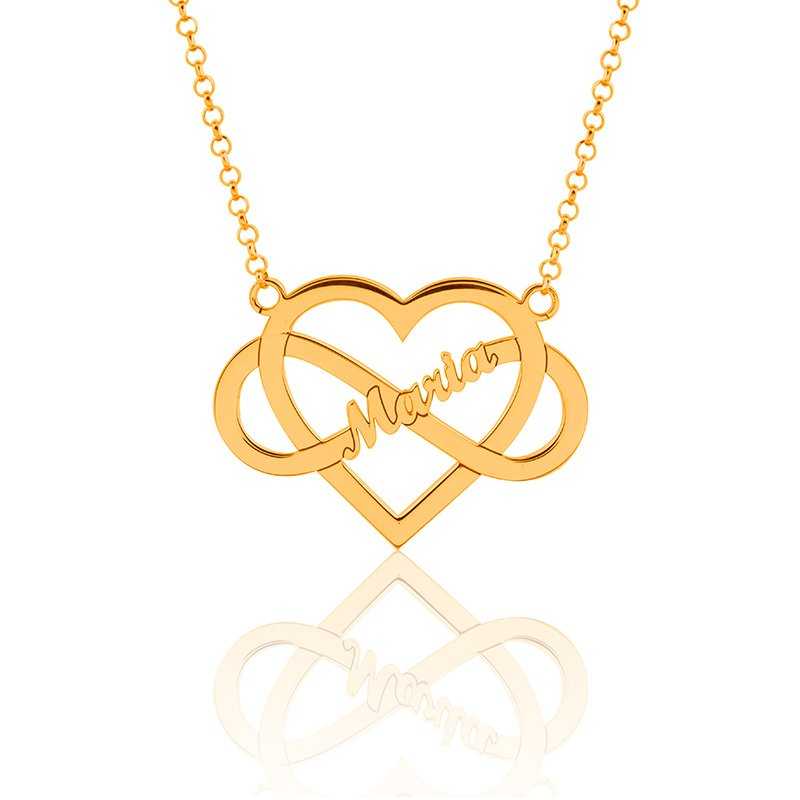 Collar Nombre Personalizado Oro 18k Gold Corazón Infinito