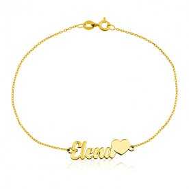 Pulsera Oro 9k Corazón Nombre Personalizado Sweet | Joyerías ARESSO