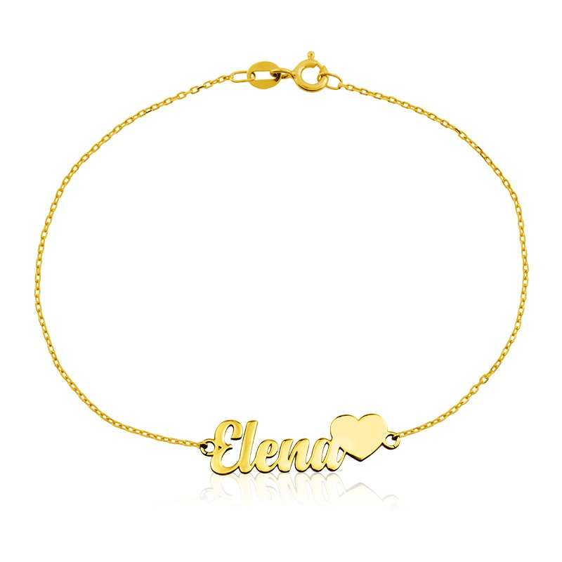 Pulsera Oro 9k Corazón Con Nombre Personalizado Sweet