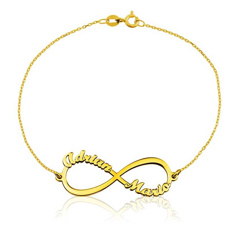 Pulsera Oro 18k Infinito Nombres Personalizados Golden