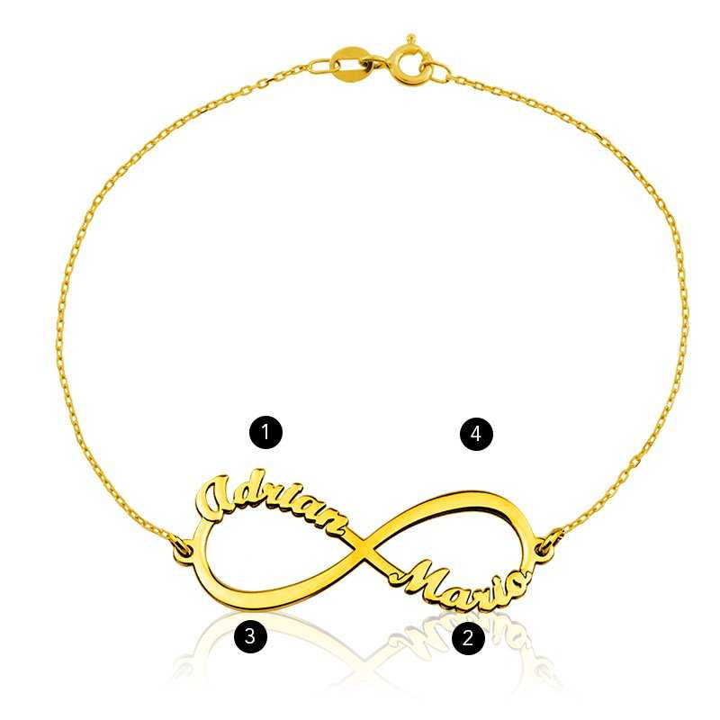 Pulsera Oro 9k Infinito Nombres Personalizados Forever | Joyerías ARESSO