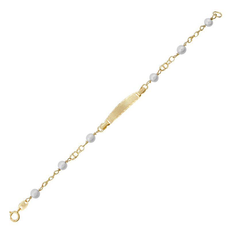 Pulsera Infantil Chapa Perlas 9k | Oferta | Joyería ARESSO