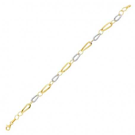Pulsera Oro Eslabón Bicolor Ronnie | Oferta | Joyería ARESSO