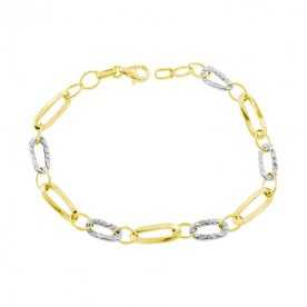 Pulsera Oro Eslabón Bicolor Ronnie | Oferta | Joyería ARESSO
