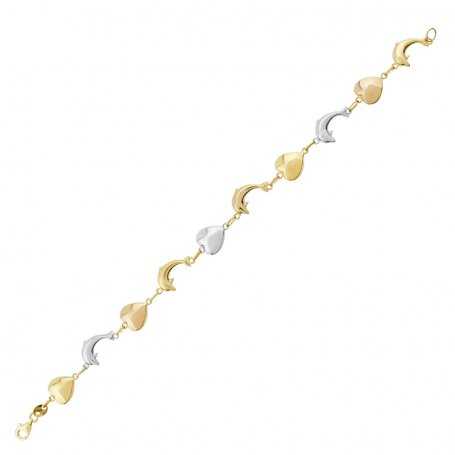 Pulsera Oro 9k Delfines Corazones Amber | Oferta | Joyería ARESSO
