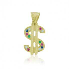 Colgante Oro 9k Dolar Piedras Color | En OFERTA - Joyerías ARESSO