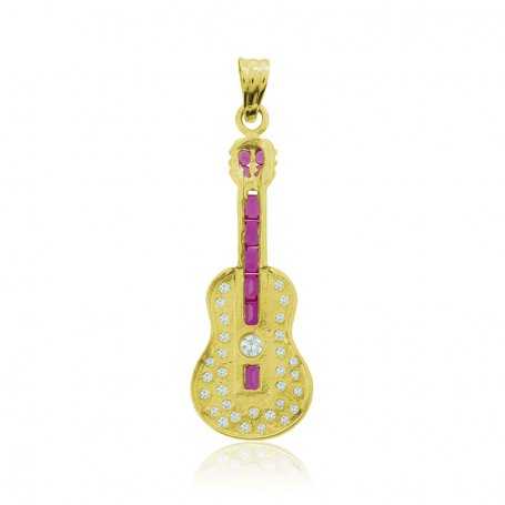 Colgante Oro 9k Guitarra Piedras Color | En OFERTA - Joyerías ARESSO