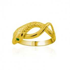Anillo Oro 9k Serpiente Color Esmeralda | En OFERTA - Joyerías ARESSO