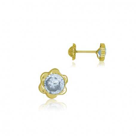Pendiente de Oro Infantil Flor Circonita Laurence