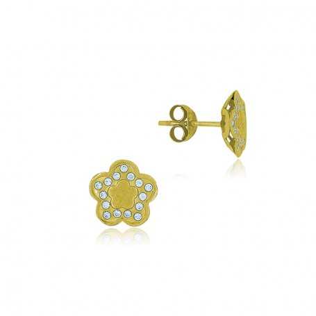Pendiente Oro 9k Infantil Flor Circonitas Stella | Joyerías ARESSO