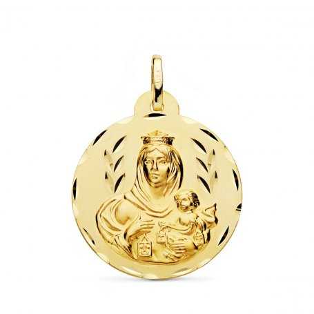 Medalla Escapulario Oro 9k Virgen Del Carmen Corazón de Jesús