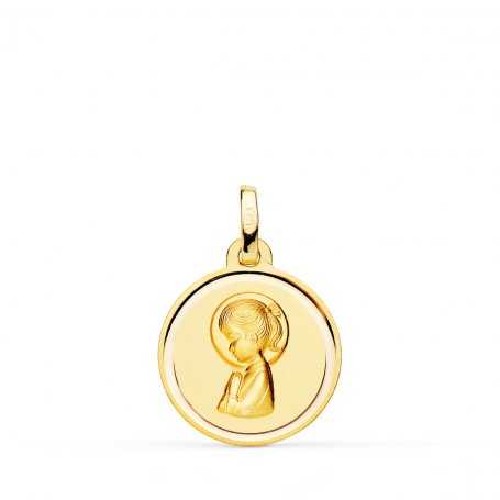 Medalla Oro Amarillo Redonda Infantil Virgen Niña