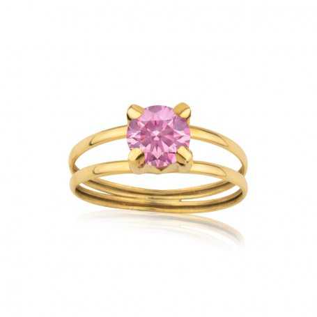 Sortija Oro 9k Solitario Piedra Color Rosa Essen | Joyerías ARESSO