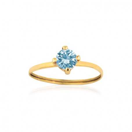 Sortija Oro 9k Piedra Color Azul Cooper