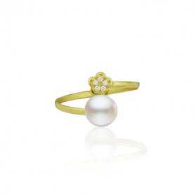 Sortija Oro Infantil Perla Flor Circonitas Brisa | Joyerías ARESSO