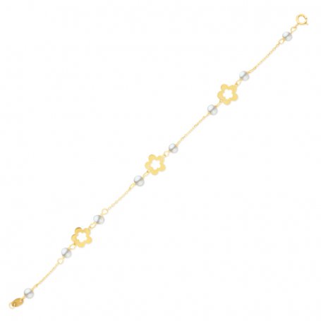 Pulseras Oro Infantil Perlas Flor Gala | Joyerías ARESSO