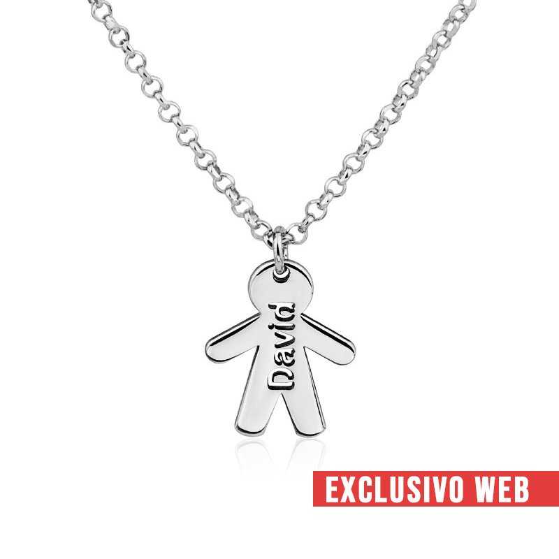 Collar Con Nombre Personalizado Plata "Niño"