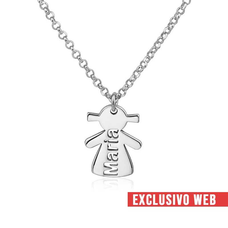 Collar Con Nombre Personalizado Plata "Niña"