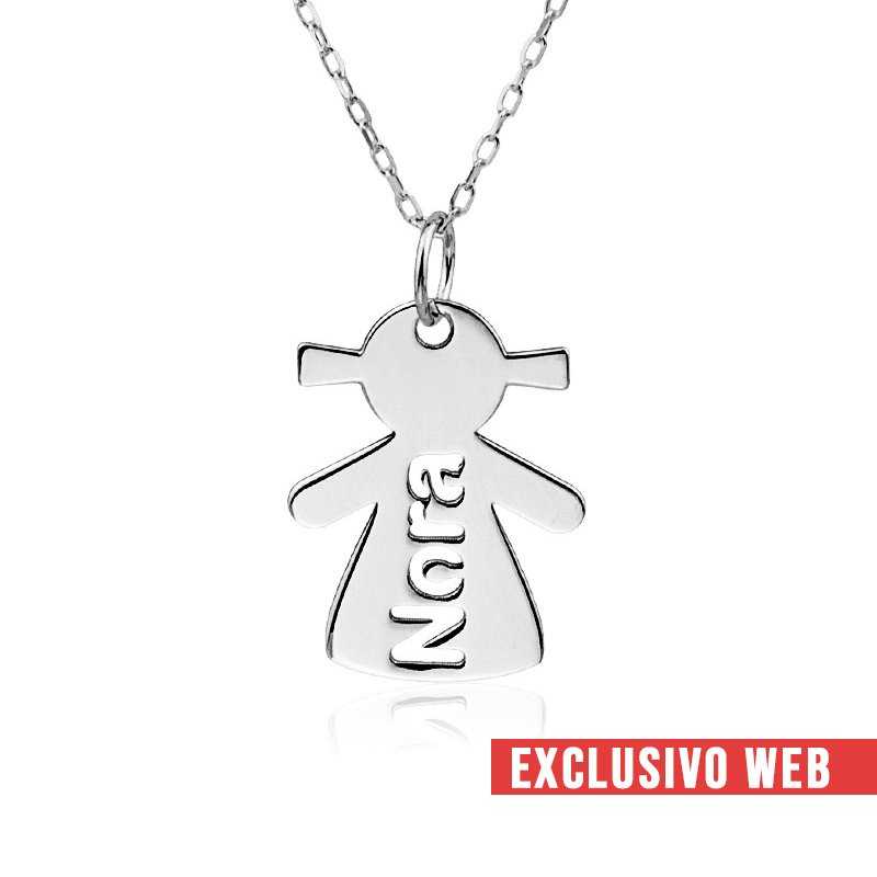 Collar Con Nombre Personalizado Oro 18k Blanco "Niña"