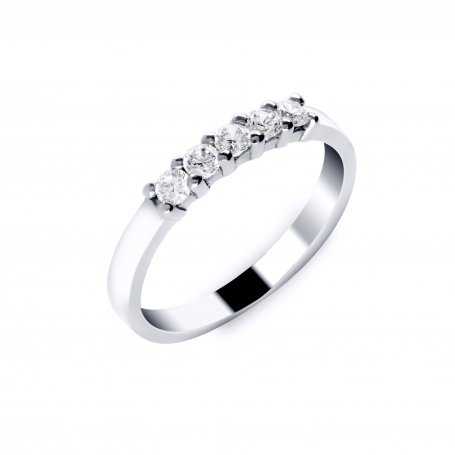 Anillo Oro Blanco Cinquillo Diamantes Caller