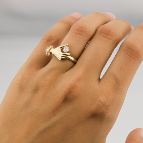 Anillo Oro 9k Circonitas Mano Handy | ENVÍO GRATIS | Joyerías ARESSO