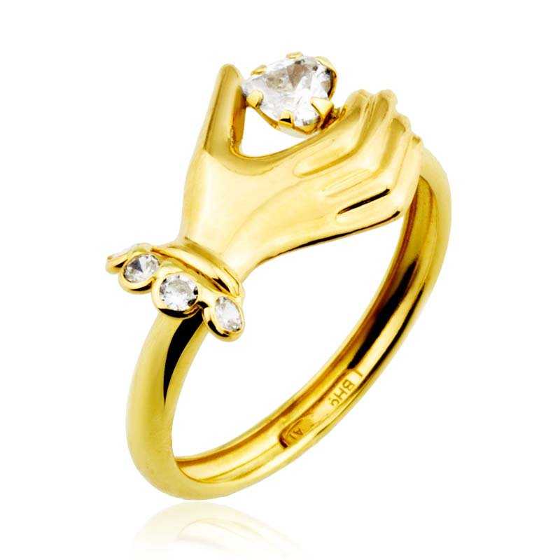 Anillo Oro 9k Circonitas Mano Handy