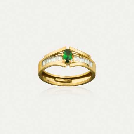 Sortija Oro Piedra Color Esmeralda Fiorella