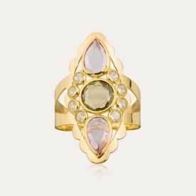 Sortija Oro Lanzadera Piedras Color Rusetto