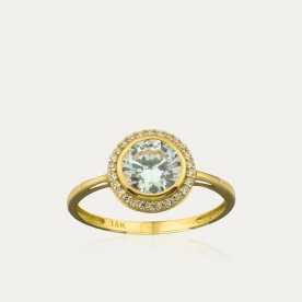 Sortija de Oro Chatón con Circonitas Yantai