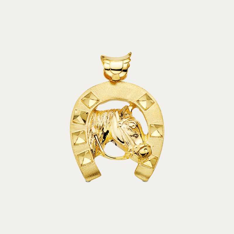 Colgante Oro 18k Herradura y Caballo Pferd | OFERTA | Joyerías ARESSO