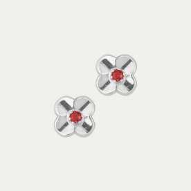 Pendientes Plata Circonita Rojo Trébol Rotklee | Joyerías ARESSO