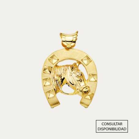 Colgante Oro 18k Herradura y Caballo Pferd | OFERTA | Joyerías ARESSO
